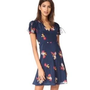 Madewell Silk Navy Poppy Floral Dress 4